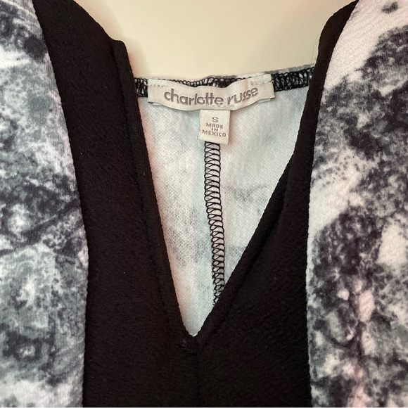 Marble Structured Deep V Neck Slit Hem Padded Dress - Picture 4 of 8